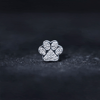 Moissanite Dog Paw Print Earring for Cartilage Piercing