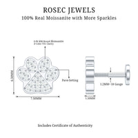 Moissanite Dog Paw Print Earring for Cartilage Piercing