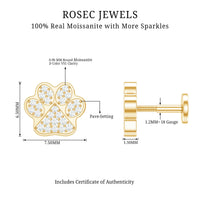 Moissanite Dog Paw Print Earring for Cartilage Piercing