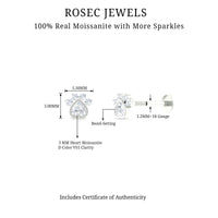 Round and Heart Shape Moissanite Paw Helix Earring