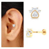 Round and Heart Shape Moissanite Paw Helix Earring