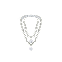 Moissanite Double Chain Dangling Earring for Cartilage Piercing
