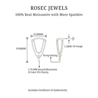 Moissanite Double Chain Dangling Earring for Cartilage Piercing