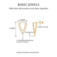Moissanite Double Chain Dangling Earring for Cartilage Piercing