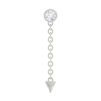 Bezel Set Diamond Chain Drop Earring for Cartilage Piercing