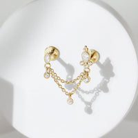Vintage Style Diamond Double Piercing Earring