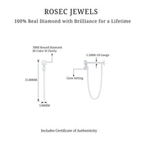 Certified Diamond Chain Drop Earring for Helix Piercing