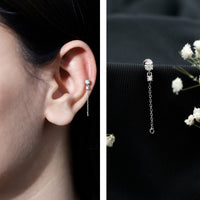 Certified Diamond Chain Drop Earring for Helix Piercing
