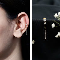 Certified Diamond Chain Drop Earring for Helix Piercing