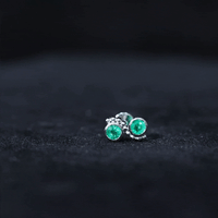 Bezel Set Emerald Two Stone Helix Earring with Beaded Detailing
