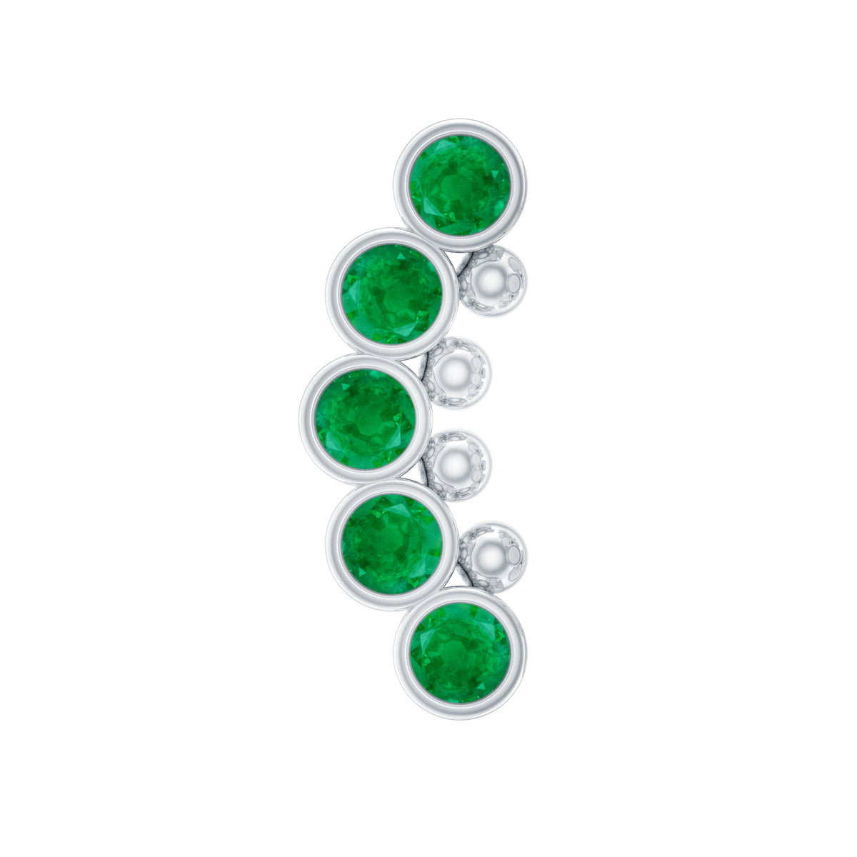 Natural Emerald Curved Climber Earring for Helix Piercing