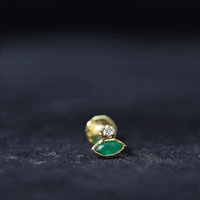 Marquise Cut Lab Grown Emerald Helix Earring with Certificate