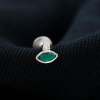 Marquise Cut Lab Grown Emerald Helix Earring with Certificate