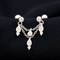 Vintage Inspired Diamond Chain Double Piercing Earring