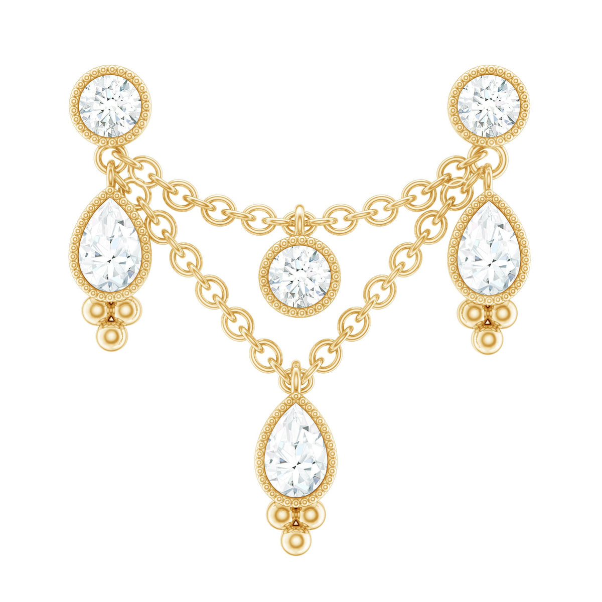 Vintage Inspired Diamond Chain Double Piercing Earring