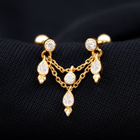 Vintage Inspired Diamond Chain Double Piercing Earring