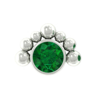 Dainty Round Emerald Tragus Earring with Beaded Detailing