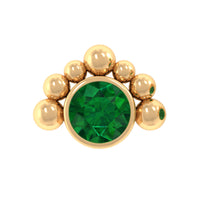 Dainty Round Emerald Tragus Earring with Beaded Detailing