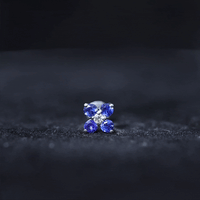Natural Blue Sapphire Flower Earring for Rook Piercing