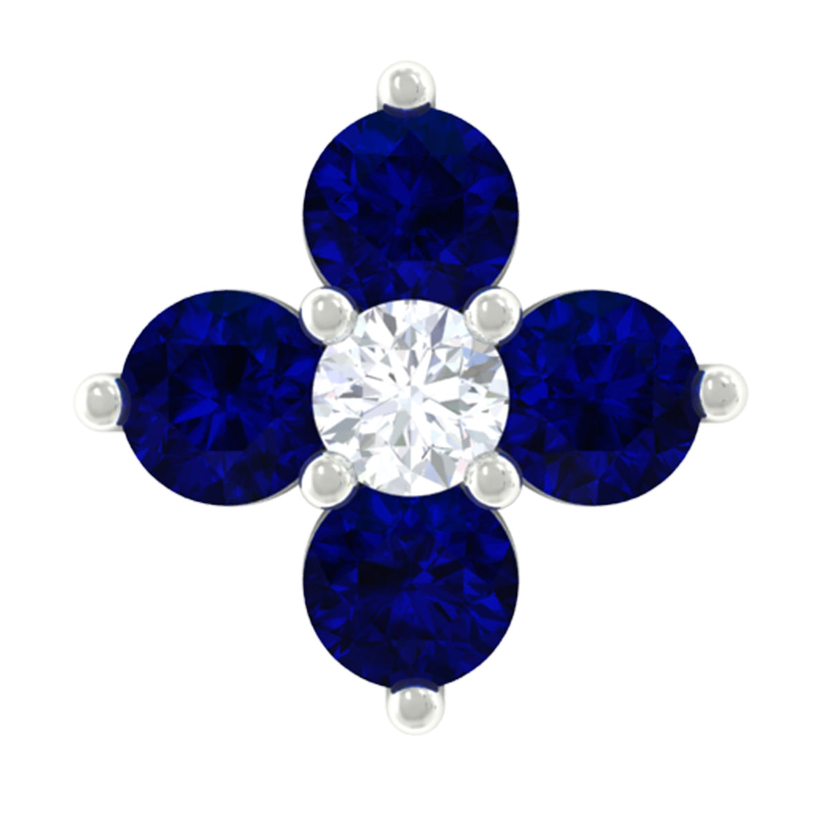Natural Blue Sapphire Flower Earring for Rook Piercing