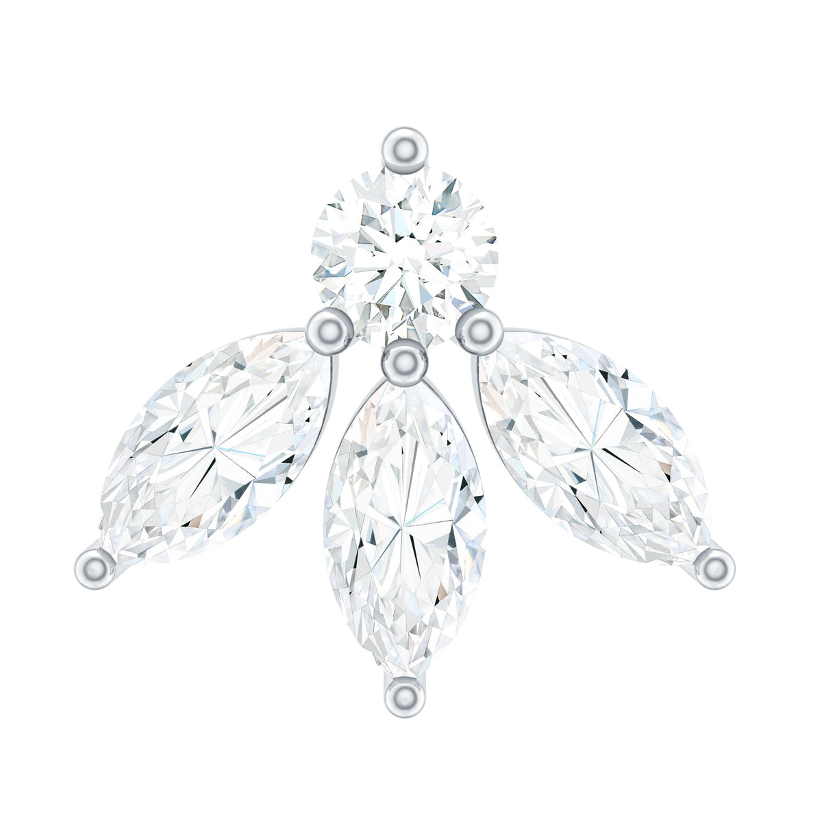 Marquise Shape Diamond Leaf Earring for Helix Piercing