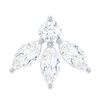 Marquise Shape Diamond Leaf Earring for Helix Piercing