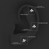 Marquise Shape Diamond Leaf Earring for Helix Piercing
