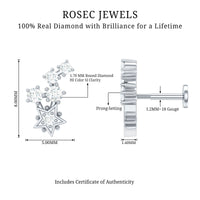 Natural Diamond Star Crawler Earring for Helix Piercing
