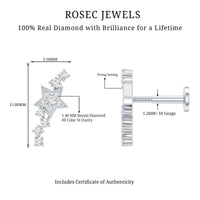 Certified Diamond Star Crawler Earring for Helix Piercing