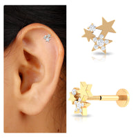 Round Cut Natural Diamond Star Cartilage Earring