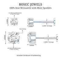 Solitaire Round Cut Moissanite Earring Set for Helix Piercing
