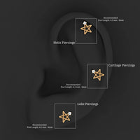 Natural Diamond Star Cartilage Earring with Beaded Detail