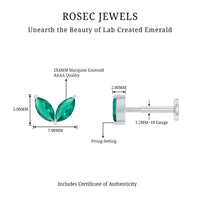 Marquise Lab Grown Emerald Leaf Earring for Helix Piercing