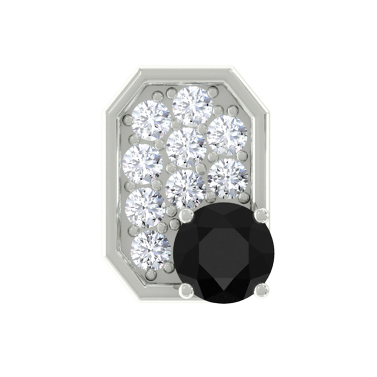 Black Onyx and Diamond Octagon Cartilage Earring