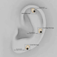 Black Onyx and Diamond Octagon Cartilage Earring