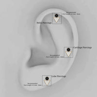 Black Onyx and Diamond Triangle Cartilage Earring