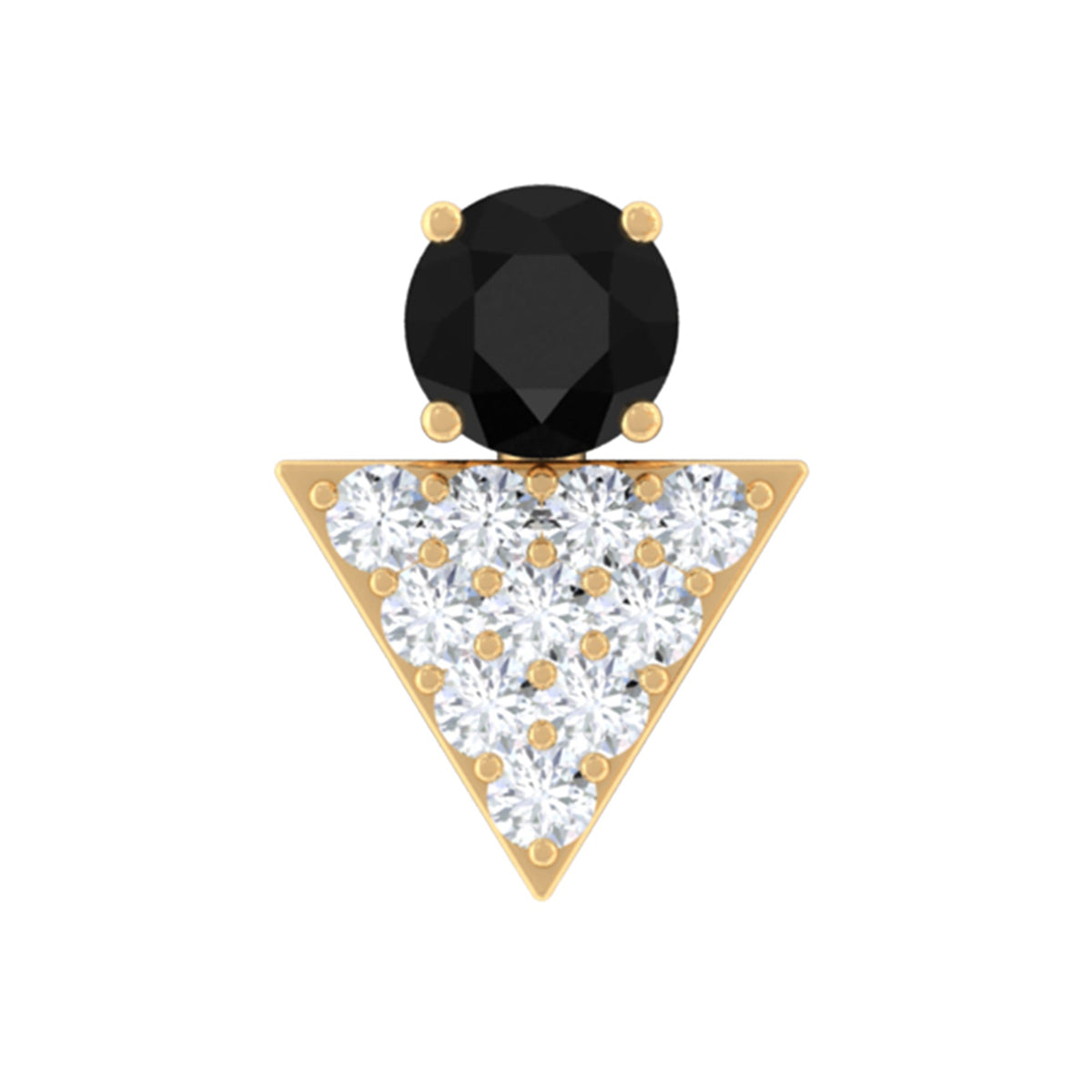 Black Onyx and Diamond Triangle Cartilage Earring