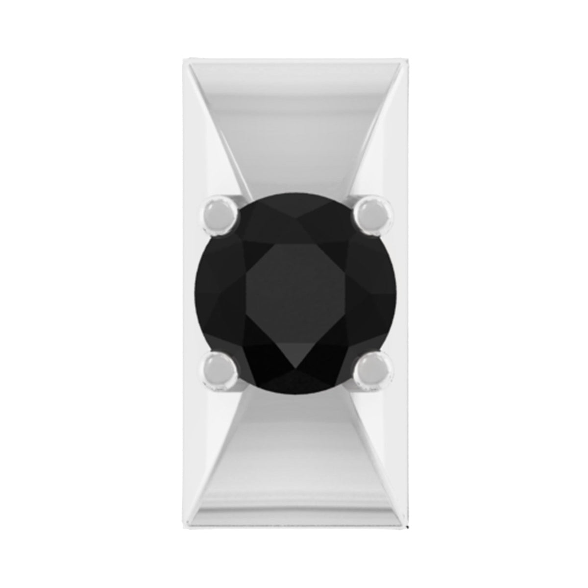 Round Cut Solitaire Black Onyx Bar Tragus Earring