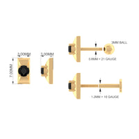 Round Cut Solitaire Black Onyx Bar Tragus Earring