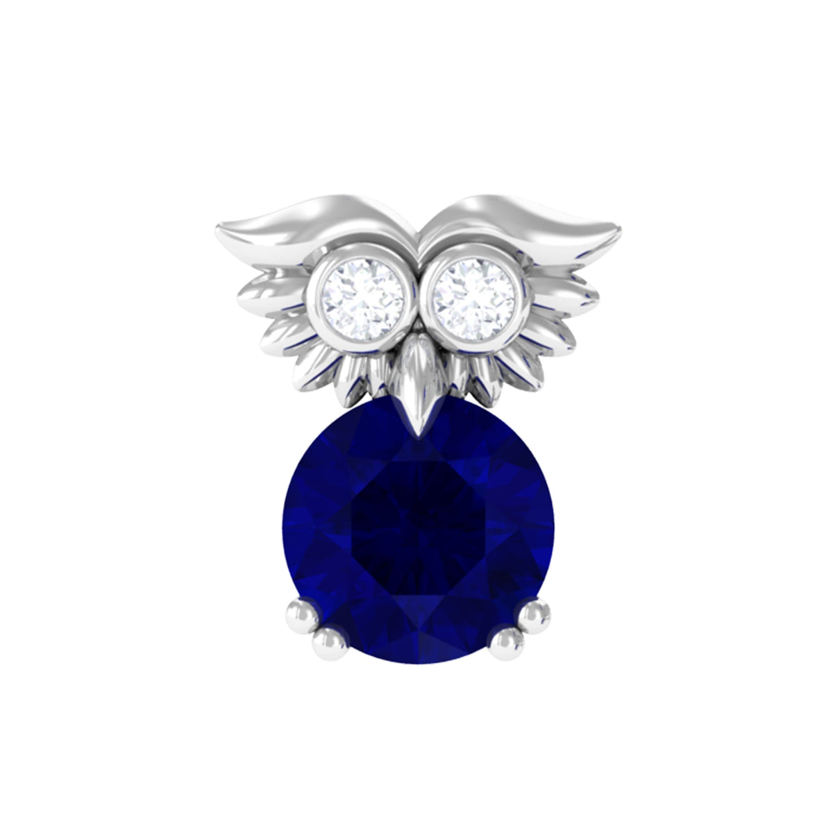 Blue Sapphire and Lab Grown Diamond Owl Helix Earring