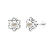 Freshwater Pearl Flower Earring for Upper Lobe Piercing
