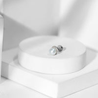 Natural Pearl Solitaire Helix Earring with Diamonds