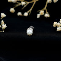 Natural Pearl Solitaire Helix Earring with Diamonds