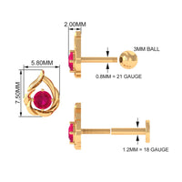 Natural Ruby Simple Tragus Earring