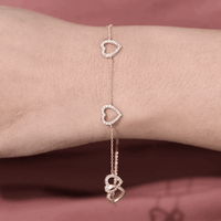 Rosec Jewels diamond heart chain bracelet with prong setting, featuring sparkling white diamonds in a delicate jewelry design
