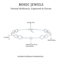 Rosec Jewels cubic zirconia infinity station chain bracelet, elegant jewelry with sparkling stones and delicate design.