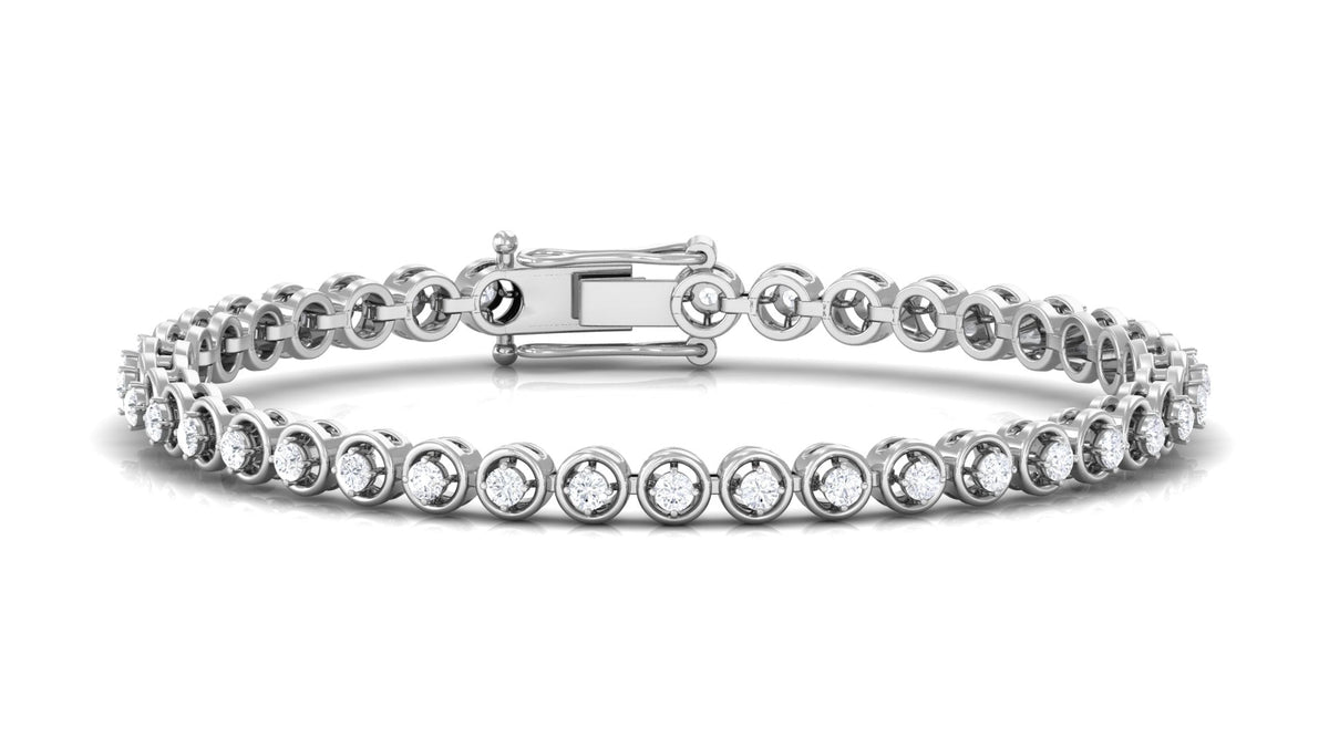 Rosec Jewels cubic zirconia diamond tennis bracelet with sparkling stones and elegant design, shown in close-up.
