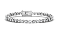 Rosec Jewels cubic zirconia diamond tennis bracelet with sparkling stones and elegant design, shown in close-up.