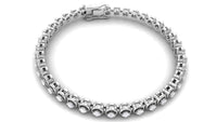 Rosec Jewels cubic zirconia diamond tennis bracelet with sparkling stones and silver-tone design in close-up view