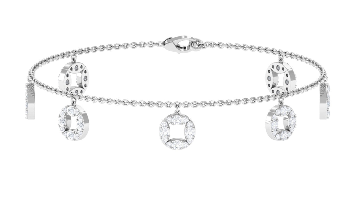 Minimal Moissanite chain charm bracelet for women by Rosec Jewels featuring delicate links and sparkling moissanite accents.